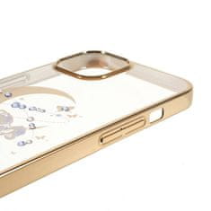 Kingxbar Kryt iPhone 13 Swarovski Crystals Kingxbar Moon Series Flower gold