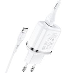 Hoco Nabíječka do sítě 2,4A 2xUSB + kabel 1m USB Typ C Hoco N4 Smart Dual USB - bílá