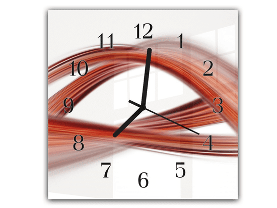Glasdekor Nástěnné hodiny 30x30cm červeno oranžová abstraktní vlna