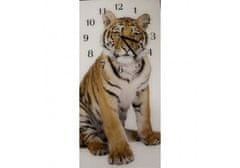 Glasdekor Nástěnné hodiny tygr 30x60cm II - Materiál: kalené sklo