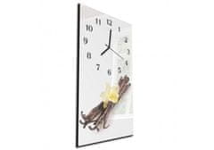 Glasdekor Nástěnné hodiny vanilka a květ orchidej 30x60cm - Materiál: kalené sklo