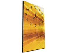 Glasdekor Nástěnné hodiny 30x60cm sytě žluté abstraktní paprsky - Materiál: plexi