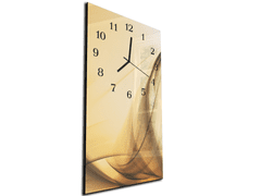 Glasdekor Nástěnné hodiny 30x60cm hnědý abstrakt béžové pozadí - Materiál: kalené sklo