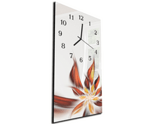 Glasdekor Nástěnné hodiny 30x60cm oranžový abstraktní květ - Materiál: kalené sklo