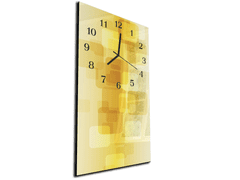 Glasdekor nástěnné hodiny 30x60cm žluté čtvercové obrazce - Materiál: plexi