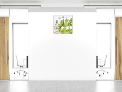 Glasdekor Nástěnné hodiny 30x30cm květy žluté orchideje nad hladinou - Materiál: kalené sklo