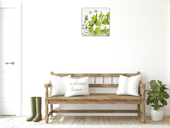 Glasdekor Nástěnné hodiny 30x30cm květy žluté orchideje nad hladinou - Materiál: kalené sklo