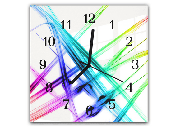 Glasdekor Nástěnné hodiny 30x30cm abstraktní barevné paprsky