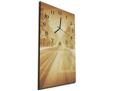 Glasdekor Nástěnné hodiny 30x60cm zimní silnice - Materiál: plexi