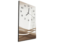 Glasdekor Nástěnné hodiny 30x60cm hnědá malovaná vlna - Materiál: kalené sklo