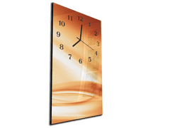 Glasdekor Nástěnné hodiny 30x60cm oranžový abstrakt - Materiál: kalené sklo