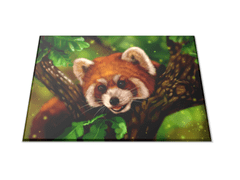 Glasdekor Skleněné prkénko malovaná panda červená - Prkénko: 30x20cm