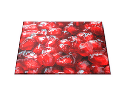 Glasdekor Skleněné prkénko červené granátové kameny - Prkénko: 40x30cm