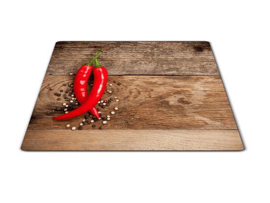 Glasdekor Krájecí položka chilli a pepř na dřevě 30x40cm