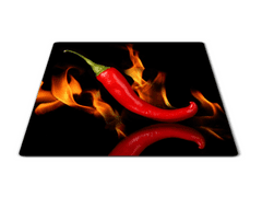 Glasdekor Skleněné prkénko paprika chilli v ohni - Prkénko: 40x30cm