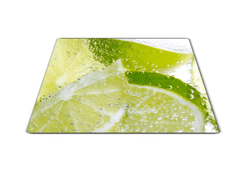 Glasdekor Skleněné prkénko plátky limety ve vodě - Prkénko: 30x20cm