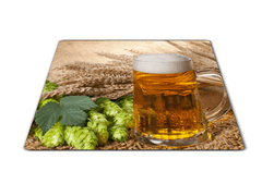 Glasdekor Skleněné prkénko čepované pivo, ječmen a chmel - Prkénko: 40x30cm