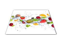 Glasdekor Skleněné prkénko barevné ovoce ve vodě - Prkénko: 40x30cm