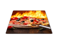 Glasdekor Skleněné prkénko pizza s olivami a chilli - Prkénko: 30x20cm
