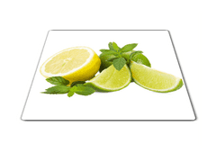 Glasdekor Skleněné prkénko ovoce limetky, citron a máta - Prkénko: 40x30cm