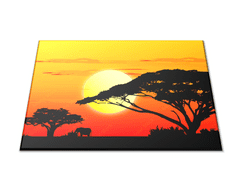 Glasdekor Skleněné prkénko Afrika v západu slunce - Prkénko: 30x20cm