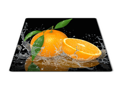 Glasdekor Skleněné prkénko pomeranč ve vodě na černém - Prkénko: 40x30cm