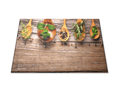 Glasdekor Skleněné prkénko koření a bylinky na vařečkách - Prkénko: 40x30cm
