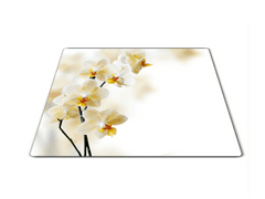 Glasdekor Skleněné prkénko květy žluté orchideje - Prkénko: 40x30cm