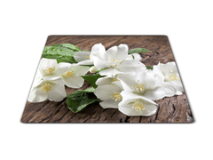Glasdekor Skleněné prkénko bílé květy jasmínu - Prkénko: 40x30cm