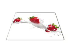 Glasdekor Skleněné prkénko červené jahody v mléce - Prkénko: 40x30cm