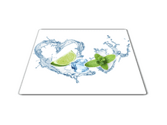 Glasdekor Skleněné prkénko limetka ve vodě - Prkénko: 40x30cm