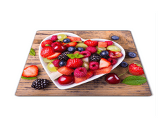 Glasdekor Skleněné prkénko mix ovoce v misce srdce - Prkénko: 40x30cm