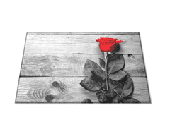 Glasdekor Skleněné prkénko červená růže na šedých prknech - Prkénko: 40x30cm
