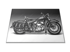 Glasdekor Skleněné prkénko stará černá motorka - Prkénko: 40x30cm
