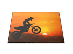 Glasdekor Skleněné prkénko moto silueta v západu slunce - Prkénko: 30x20cm