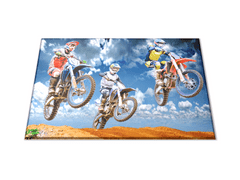 Glasdekor Skleněné prkénko motocross tři motorky - Prkénko: 30x20cm