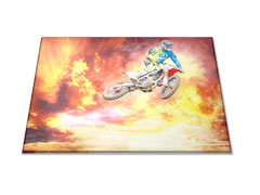 Glasdekor Skleněné prkénko motocross v západu slunce - Prkénko: 30x20cm