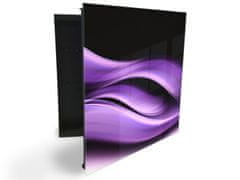 Glasdekor skříňka na klíče - sytě fialová vlna abstrakt - Otevírání: Levé, Barva skříňky: Bílá