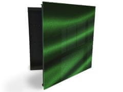 Glasdekor skříňka na klíče - zelená tkanina abstrakce - Otevírání: Pravé, Barva skříňky: Černá