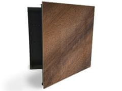 Glasdekor skříňka na klíče - dřevo ořech textura - Otevírání: Pravé, Barva skříňky: Černá