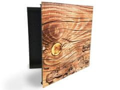 Glasdekor skříňka na klíče - staré rozpraskané dřevo - Otevírání: Pravé, Barva skříňky: Černá