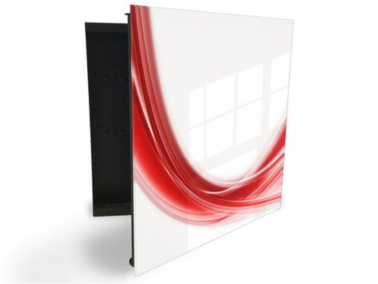 Glasdekor skříňka na klíče - abstraktní červená vlna