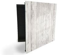 Glasdekor skříňka na klíče - světlé dřevo textura - Otevírání: Pravé, Barva skříňky: Černá