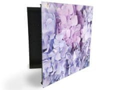 Glasdekor skříňka na klíče - detail květy šeříku - Otevírání: Pravé, Barva skříňky: Bílá