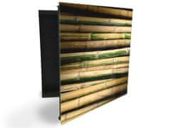 Glasdekor skříňka na klíče - stébla bambusu - Otevírání: Levé, Barva skříňky: Bílá