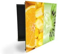 Glasdekor skříňka na klíče - detail ovoce a zeleniny - Otevírání: Levé, Barva skříňky: Bílá