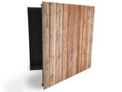 Glasdekor skříňka na klíče - stěna z přírodního dřeva - Otevírání: Pravé, Barva skříňky: Černá