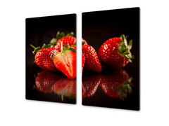 Glasdekor Ochranná deska čerstvé červené jahody - Lepení na zeď: S lepením na zeď