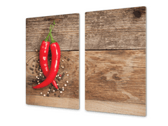 Glasdekor Ochranná deska papričky chilli a pepř - Ochranná deska: 52x60cm, Lepení na zeď: S lepením na zeď