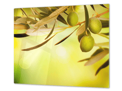 Glasdekor Ochranná deska zelené olivy - Ochranná deska: 55x55cm, Lepení na zeď: S lepením na zeď